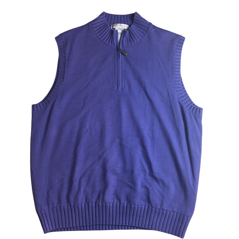 Martin Blue X-Large 100% Italian Merino Hollis Hill Country Club Men Vest